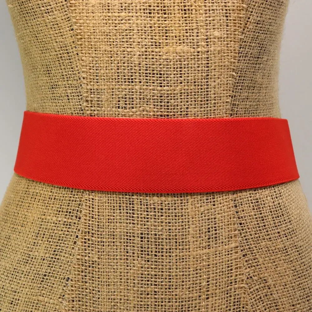 Vintage 70s Waist Belt Women 8 M Red Stretch Black White Check Snap